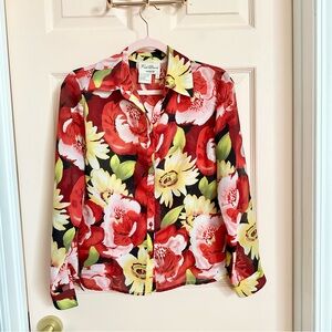 Pink red floral Fred David button up